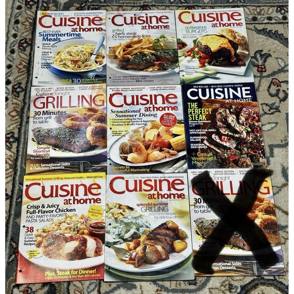 Cuisine at Home Magazine Lot 8 Issues Summer Grilling‎ BBQ Recipes 2007-2012